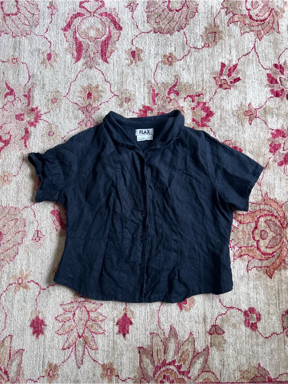 Vintage FLAX W Angelheart Black Linen Blouse